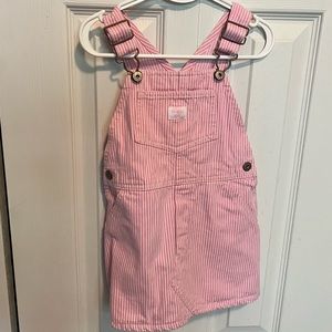 Vintage 3T Oshkosh Overalls Skirt Dress Pink Stripe Denim